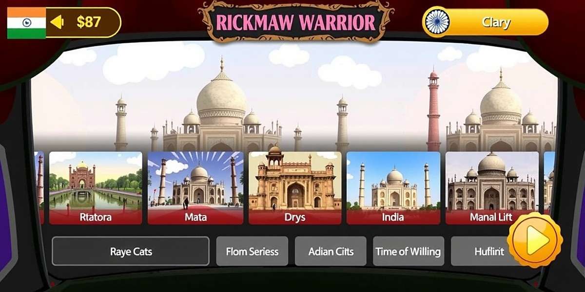 Choose Your City in Rickshaw Warrior Rickshaw Warrior city selection screen showing various Indian cities with their iconic landmarks